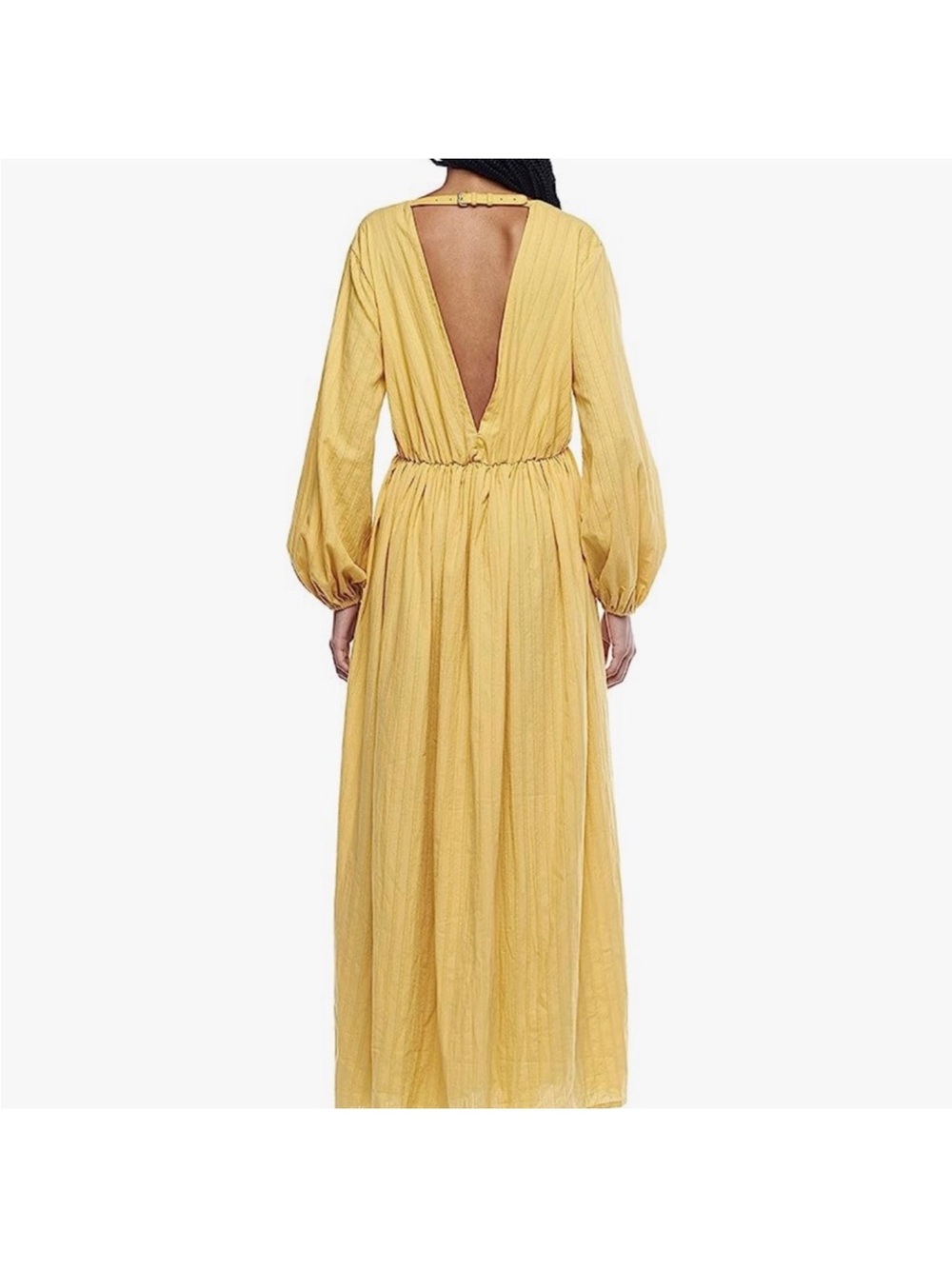 Jonny Cota Yellow Harness Long Sleeve Maxi Dress